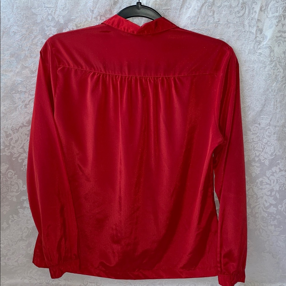 Vintage 1970’s Red Satin Women's Blouse. Size Small. - Picture 2 of 5